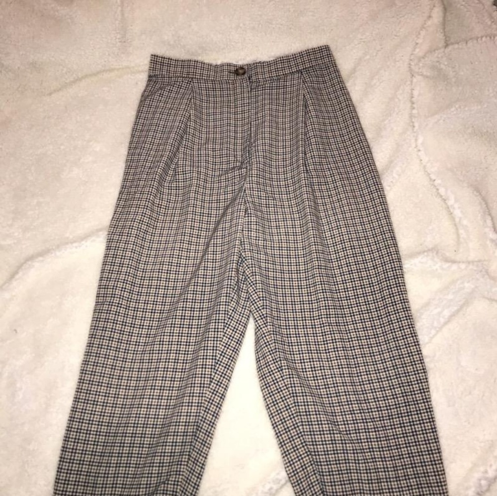🌸 H&M Plaid Wide-Leg Pants